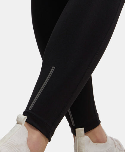 Microfiber Elastane Stretch Performance 7/8th Leggings with Broadwaistband & Back Pocket - Black