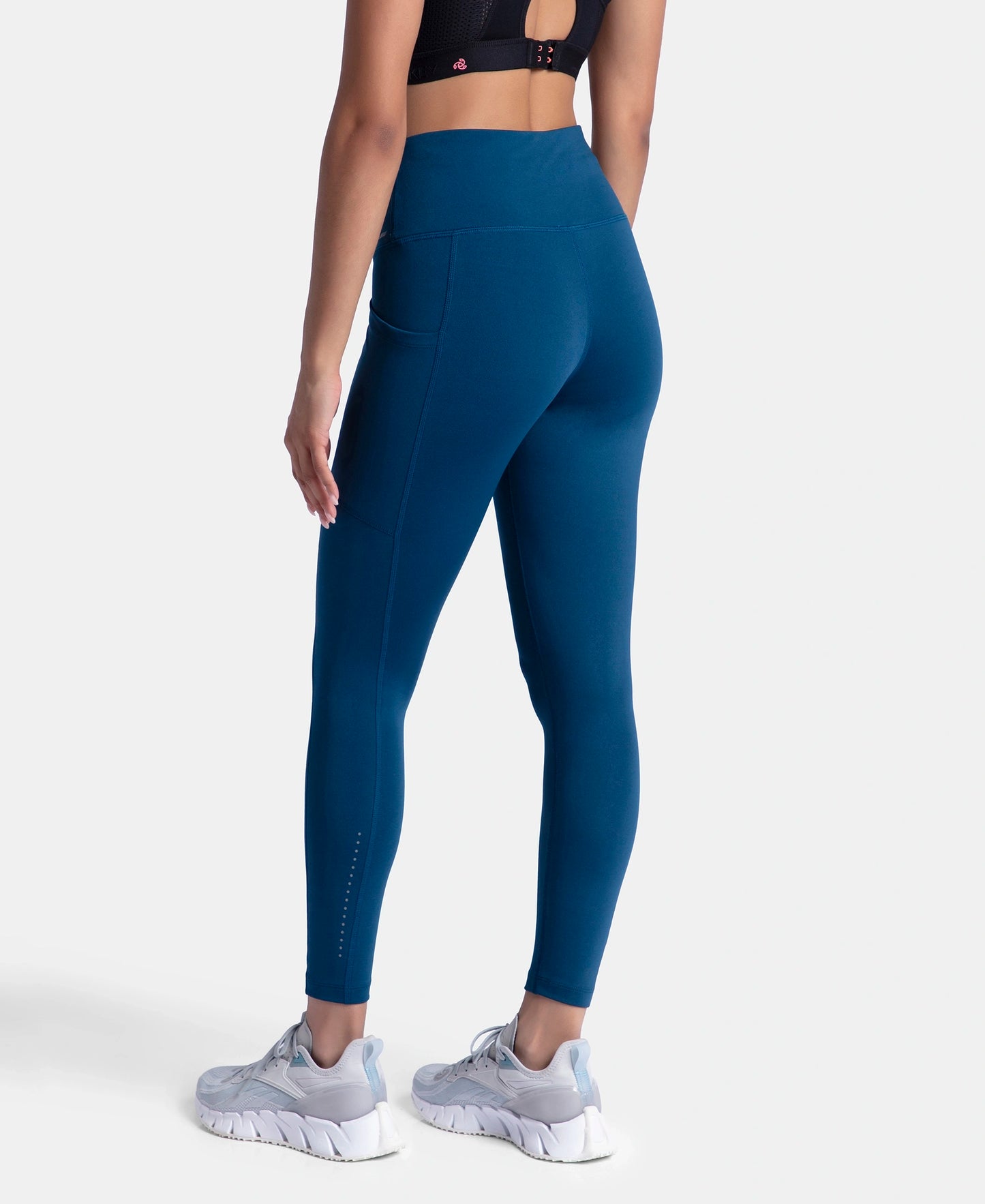 Microfiber Elastane Stretch Performance 7/8th Leggings with Broadwaistband & Back Pocket - Poseidon