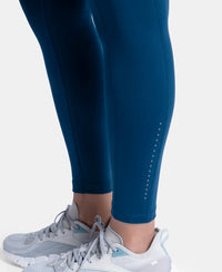 Microfiber Elastane Stretch Performance 7/8th Leggings with Broadwaistband & Back Pocket - Poseidon