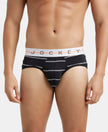 Super Combed Cotton Elastane Printed Brief with Ultrasoft Waistband - Black Striped-1