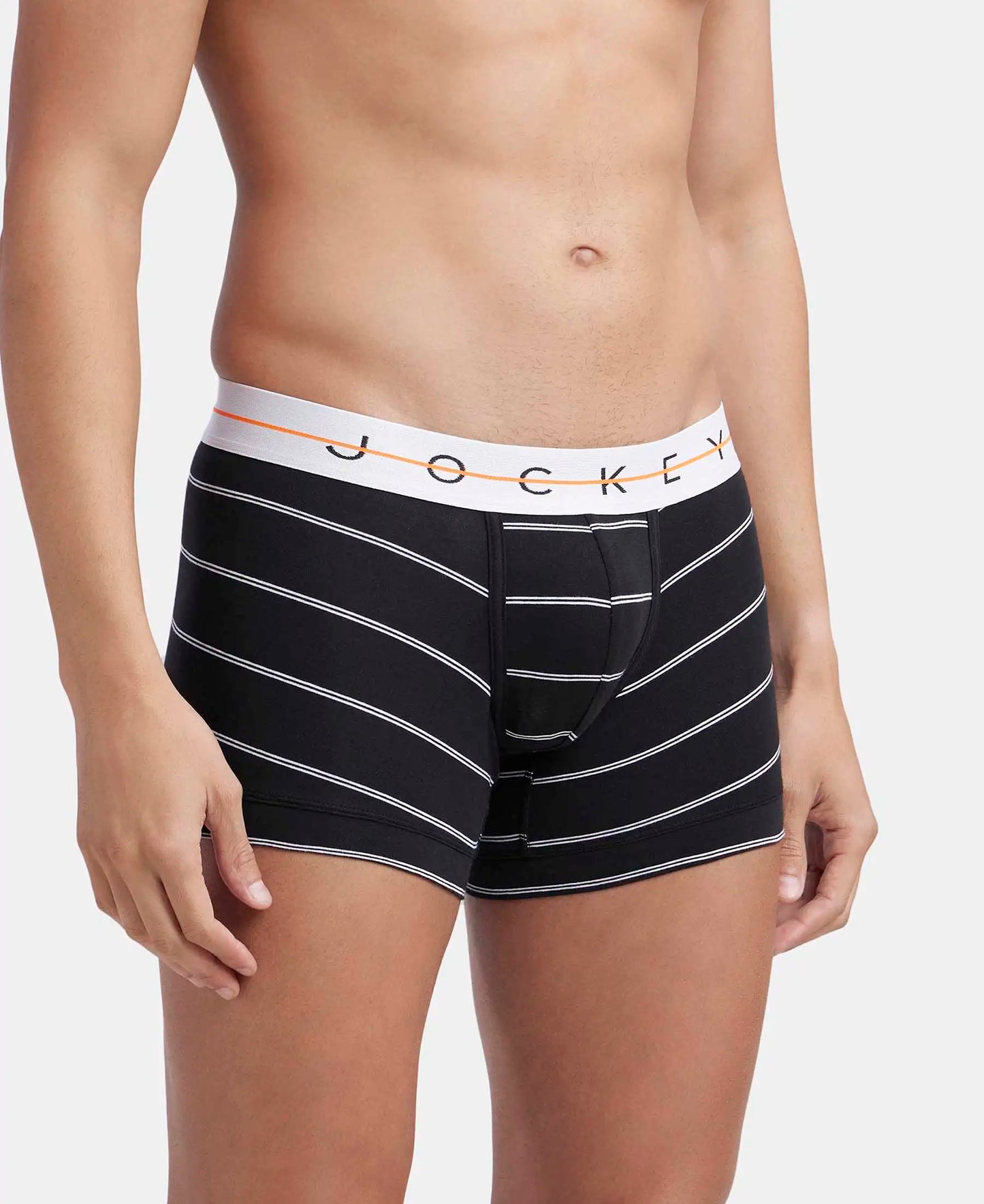 Super Combed Cotton Elastane Stretch Printed Trunk with Ultrasoft Waistband - Black Striped-2