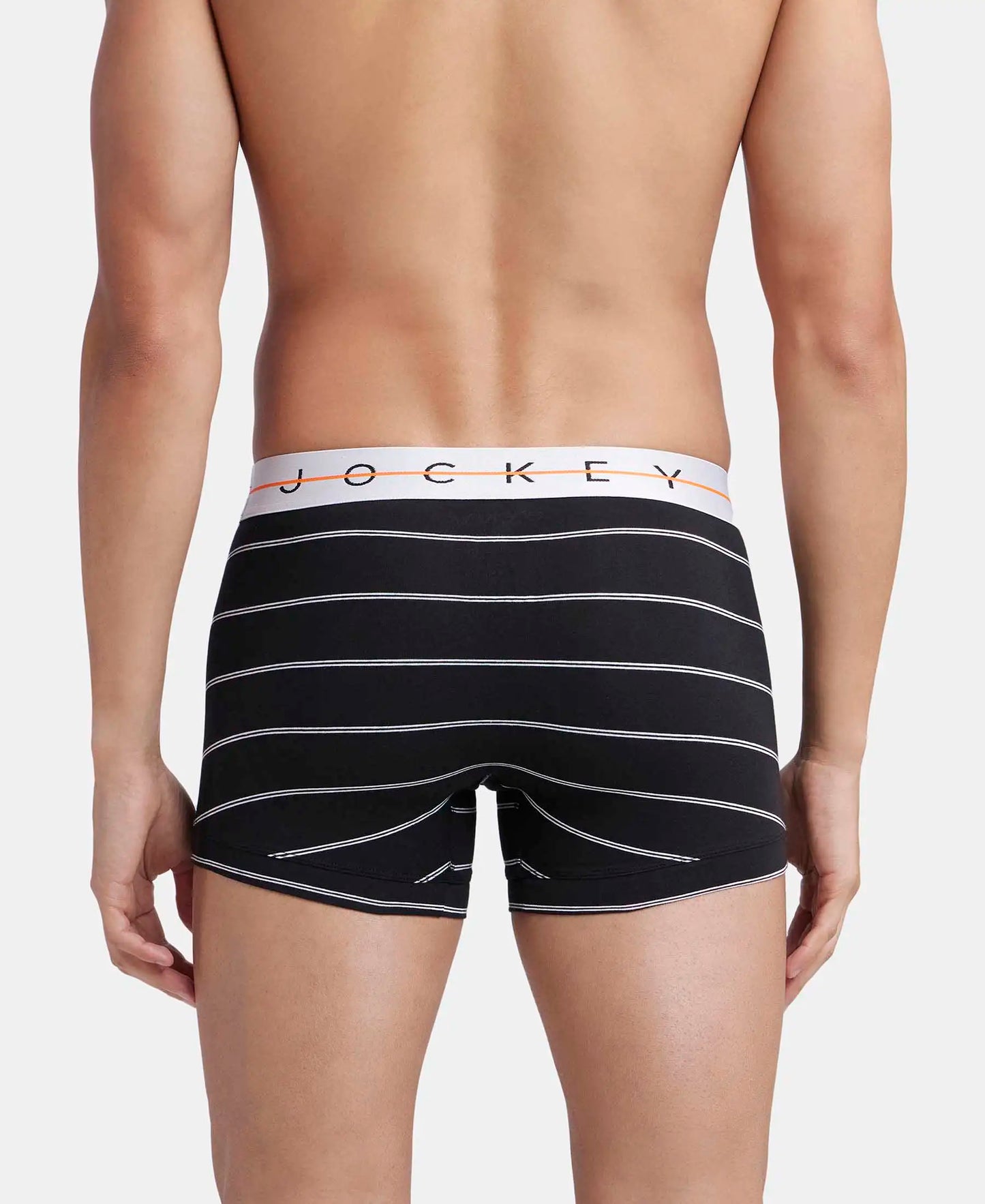 Super Combed Cotton Elastane Stretch Printed Trunk with Ultrasoft Waistband - Black Striped-3