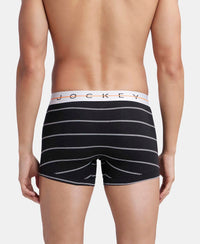 Super Combed Cotton Elastane Stretch Printed Trunk with Ultrasoft Waistband - Black Striped-3