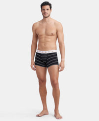 Super Combed Cotton Elastane Stretch Printed Trunk with Ultrasoft Waistband - Black Striped-4