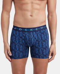 Super Combed Cotton Elastane Stretch Printed Boxer Brief with Ultrasoft Waistband - Navy-1