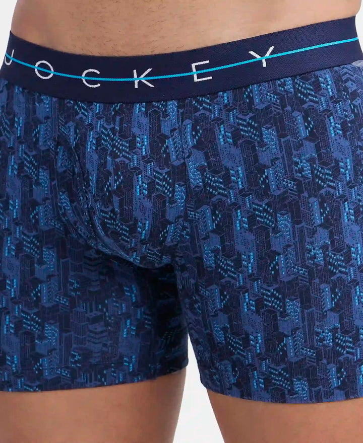 Super Combed Cotton Elastane Stretch Printed Boxer Brief with Ultrasoft Waistband - Navy-6