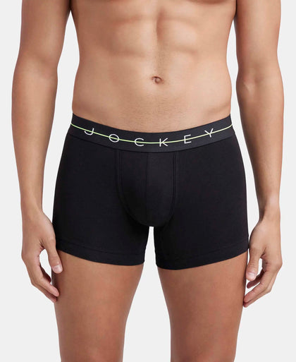 Super Combed Cotton Elastane Stretch Solid Trunk with Ultrasoft Waistband - Black-1