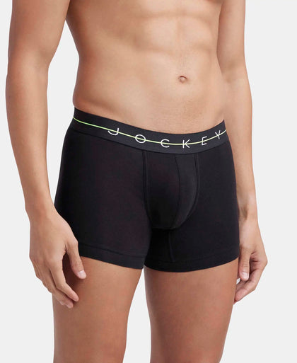 Super Combed Cotton Elastane Stretch Solid Trunk with Ultrasoft Waistband - Black-2