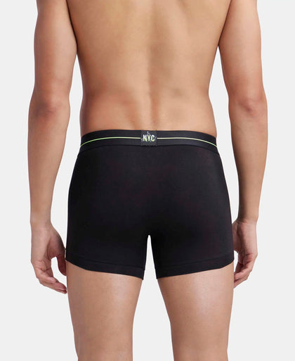 Super Combed Cotton Elastane Stretch Solid Trunk with Ultrasoft Waistband - Black-3