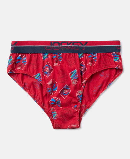 Super Combed Cotton Elastane Stretch Printed Brief with Ultrasoft Waistband - Navy & Chilli Pepper (Pack of 2)