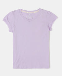 Girl's Super Combed Cotton Solid Short Sleeve T-Shirt - Lavendula