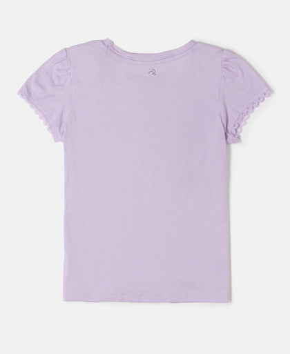 Girl's Super Combed Cotton Solid Short Sleeve T-Shirt - Lavendula