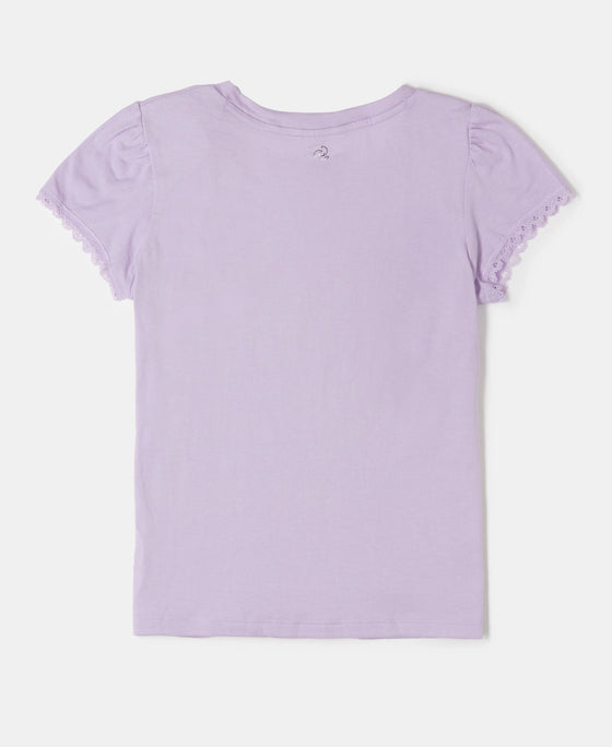 Girl's Super Combed Cotton Solid Short Sleeve T-Shirt - Lavendula