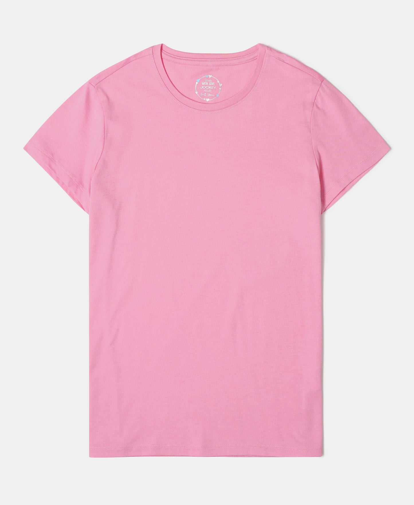 Girl's Super Combed Cotton Solid Short Sleeve T-Shirt - Sachet Pink