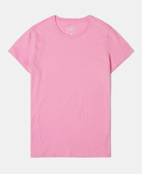 Girl's Super Combed Cotton Solid Short Sleeve T-Shirt - Sachet Pink