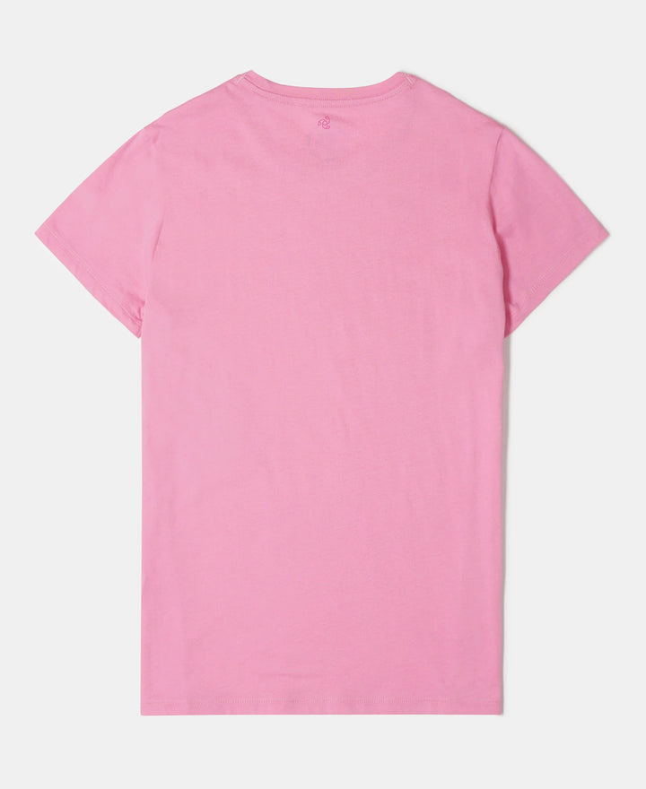 Girl's Super Combed Cotton Solid Short Sleeve T-Shirt - Sachet Pink