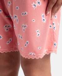 Micro Modal Cotton Short Sleeve T-Shirt and Printed Shorts Set - Peach Blossom