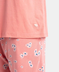 Micro Modal Cotton Short Sleeve T-Shirt and Printed Shorts Set - Peach Blossom