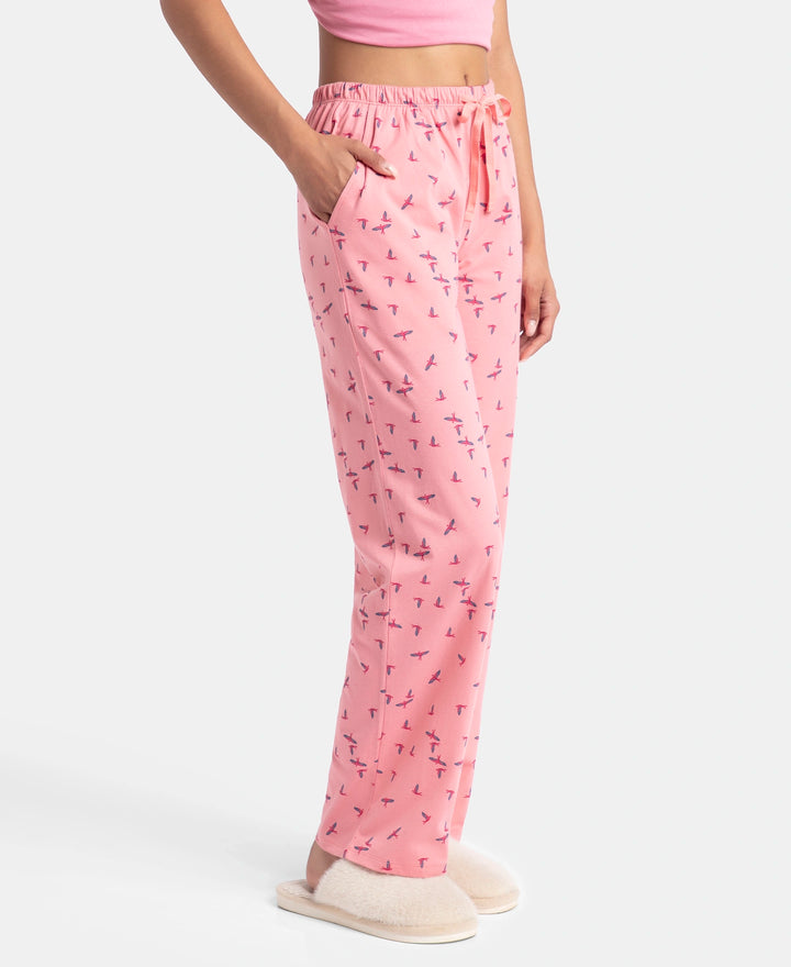 Super Combed Cotton Printed Pyjama with Side Pockets - Brandied Apricot