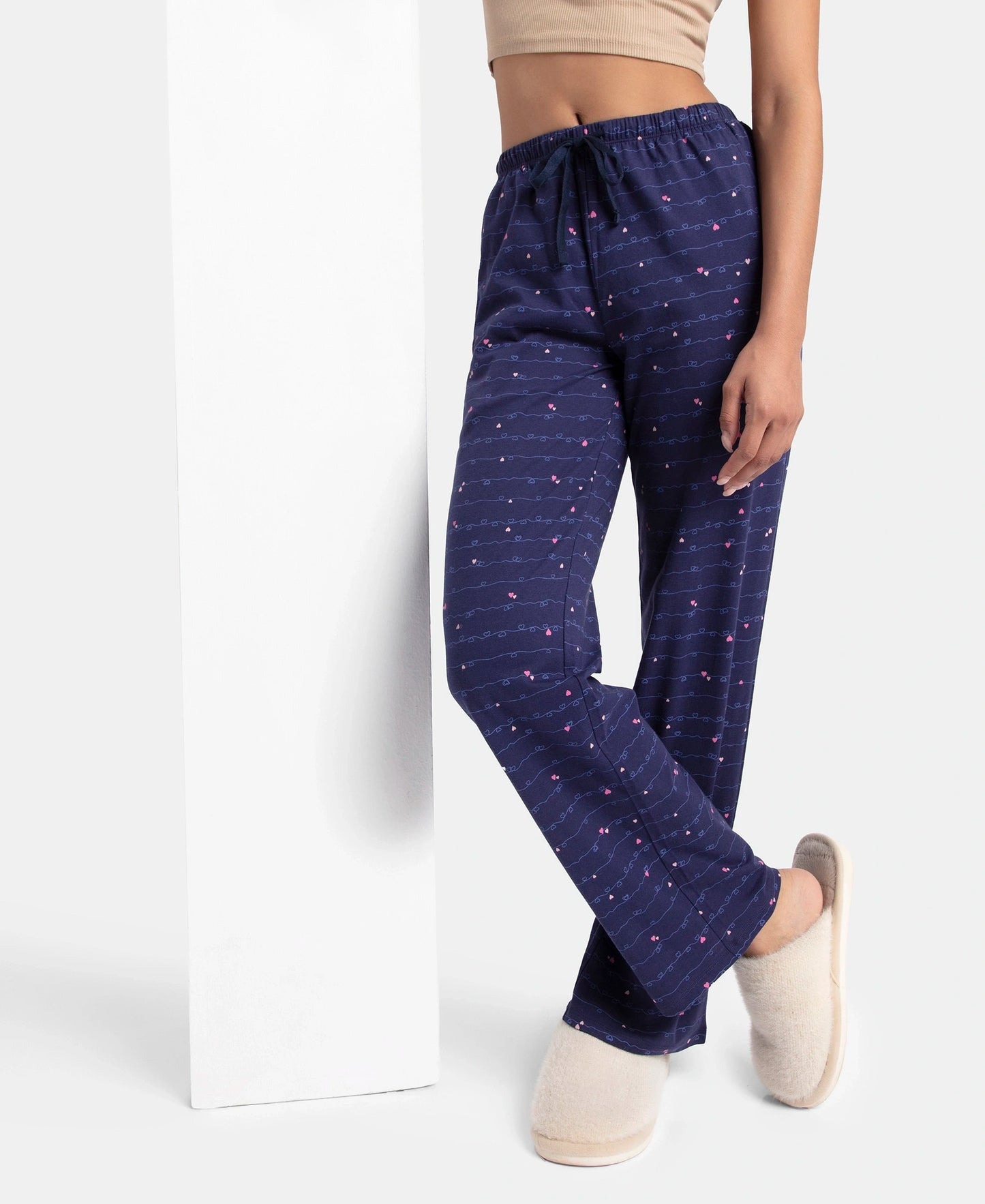 Super Combed Cotton Printed Pyjama with Side Pockets - Classic Navy