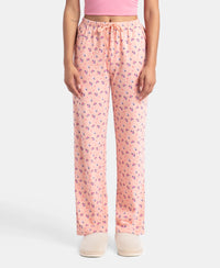 Super Combed Cotton Printed Pyjama with Side Pockets - Coral Almond