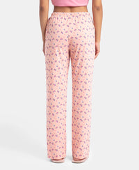 Super Combed Cotton Printed Pyjama with Side Pockets - Coral Almond