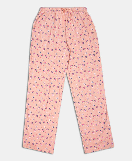 Super Combed Cotton Printed Pyjama with Side Pockets - Coral Almond