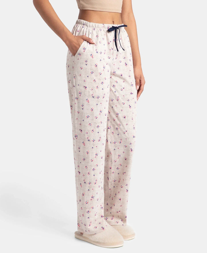 Super Combed Cotton Printed Pyjama with Side Pockets - Vapour Blue