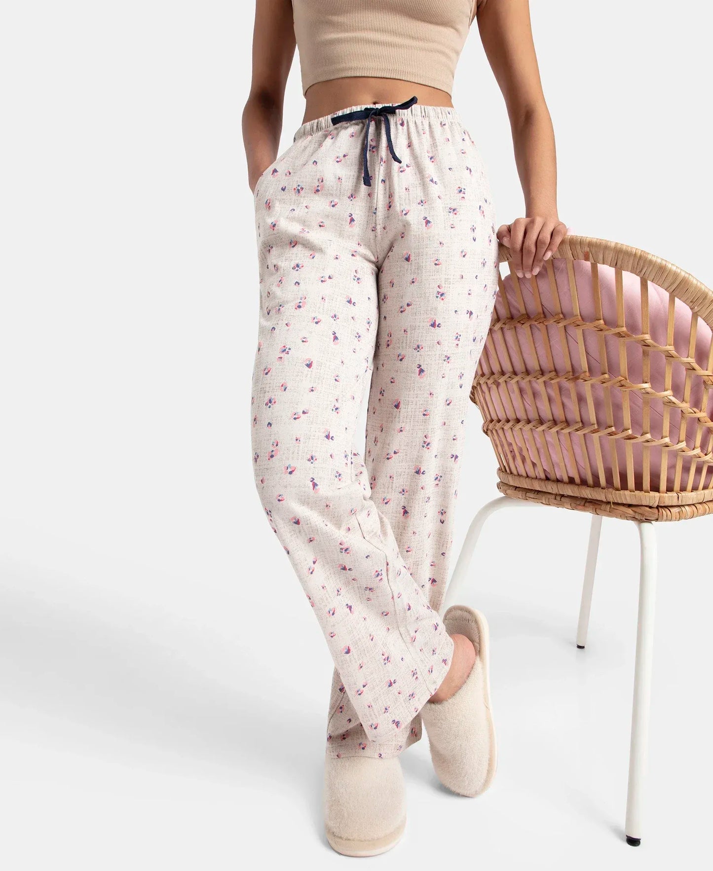 Super Combed Cotton Printed Pyjama with Side Pockets - Vapour Blue