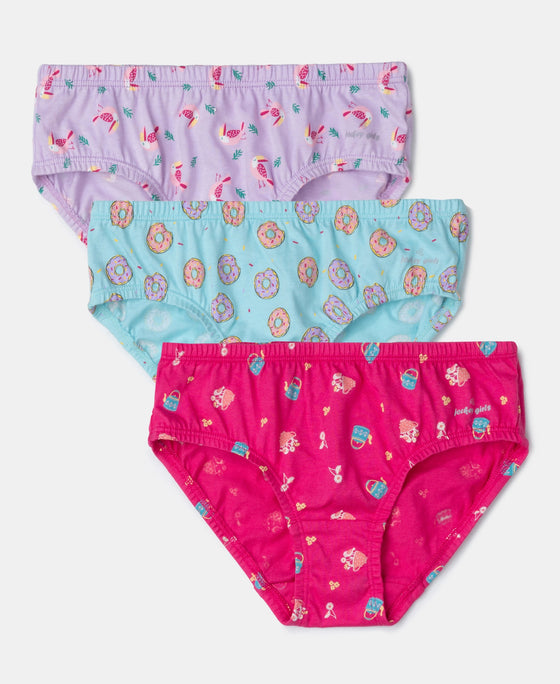 Super Combed Cotton Printed Panty with Ultrasoft Waistband - Angel Blue, Beetroot Pink & Lavendula (Pack of 3)