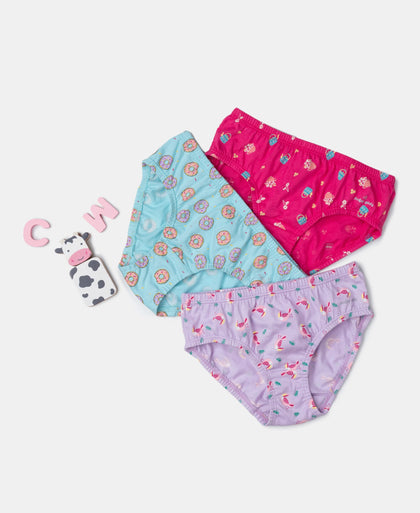 Super Combed Cotton Printed Panty with Ultrasoft Waistband - Angel Blue, Beetroot Pink & Lavendula (Pack of 3)