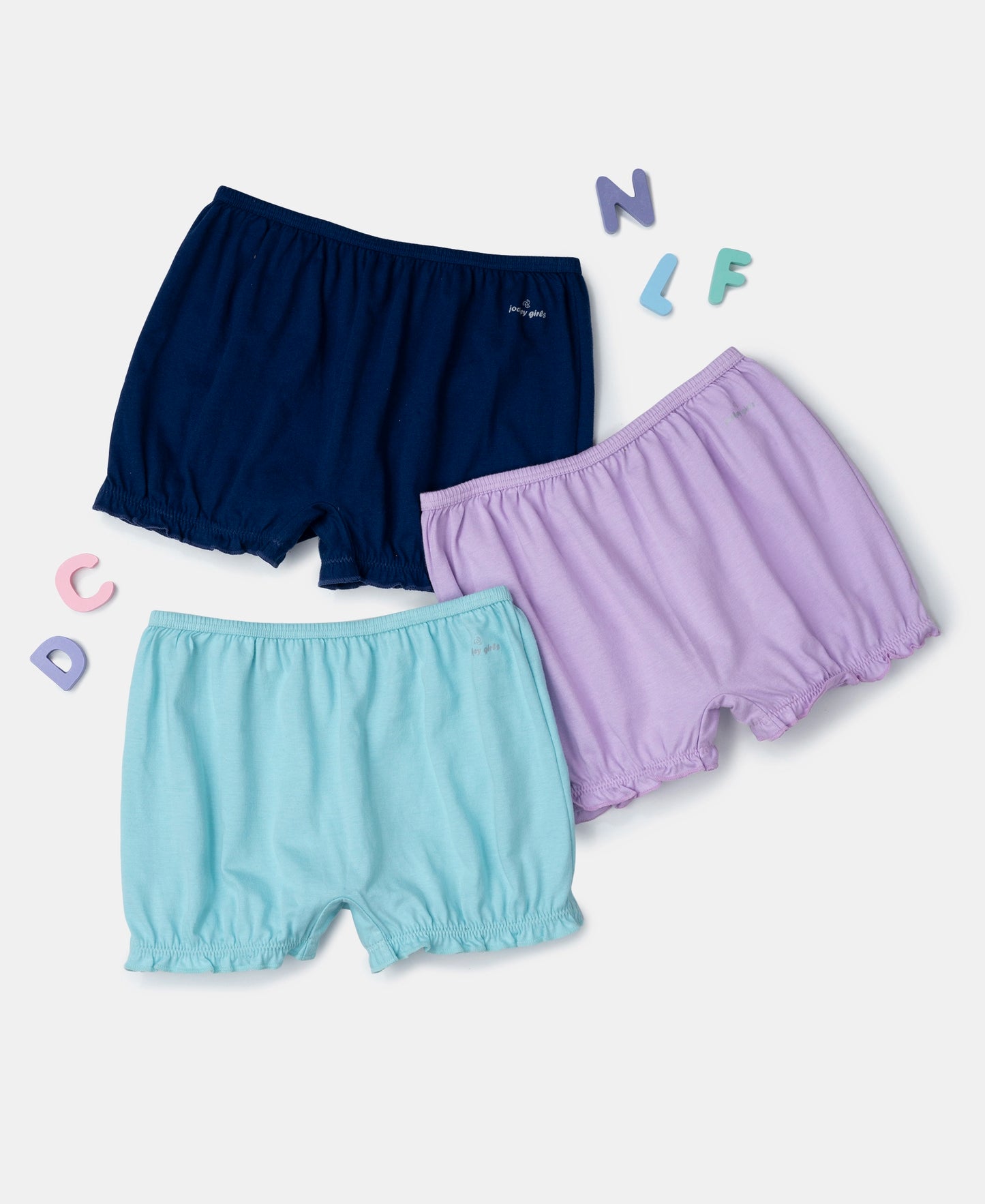 Super Combed Cotton Bloomers with Ultrasoft Waistband - Blue Depths, Lavendula & Angel Blue (Pack of 3)