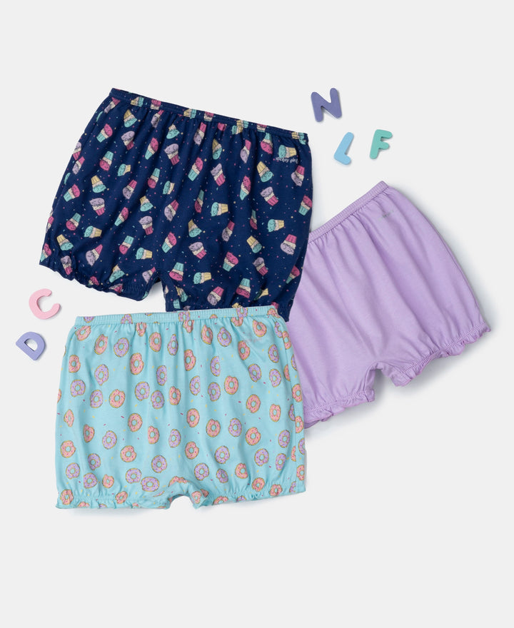 Super Combed Cotton Bloomers with Ultrasoft Waistband - Blue Depths, Lavendula & Angel Blue (Pack of 3)