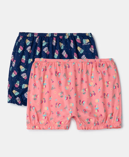 Super Combed Cotton Printed Bloomers with Ultrasoft Waistband - Blue Depths & Salmon Rose (Pack of 2)