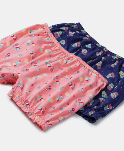 Super Combed Cotton Printed Bloomers with Ultrasoft Waistband - Blue Depths & Salmon Rose (Pack of 2)