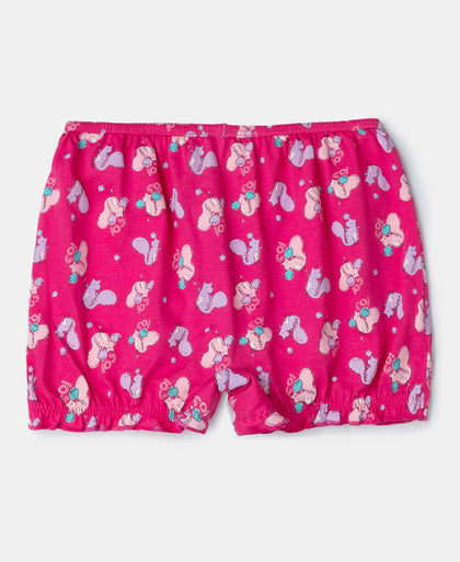 Super Combed Cotton Printed Bloomers with Ultrasoft Waistband - Beetroot Pink & Blue Depths (Pack of 2)