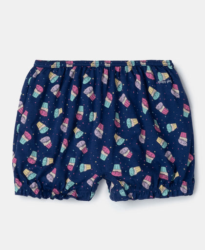 Super Combed Cotton Printed Bloomers with Ultrasoft Waistband - Beetroot Pink & Blue Depths (Pack of 2)