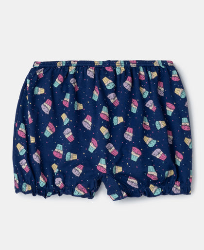 Super Combed Cotton Printed Bloomers with Ultrasoft Waistband - Beetroot Pink & Blue Depths (Pack of 2)