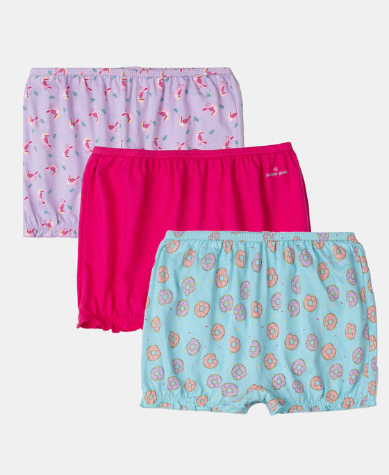 Super Combed Cotton Bloomers with Ultrasoft Waistband - Lavendula, Beetroot Pink & Angel Blue (Pack of 3)