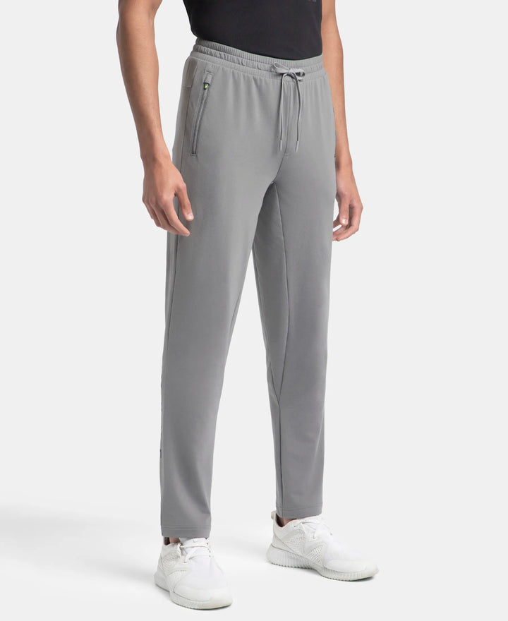 Soft Touch Microfiber Elastane Stretch Trackpant with Side Pockets and StayFresh Treatment - CP Grey