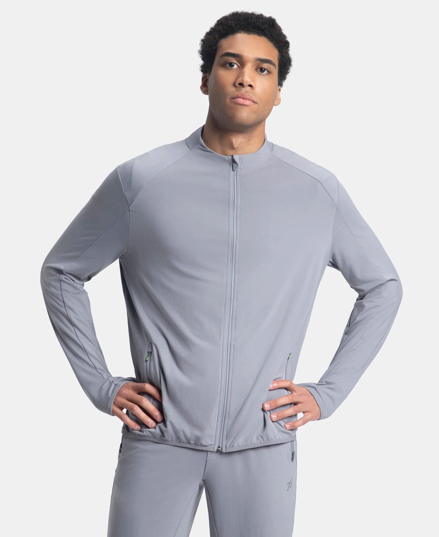 Soft Touch Microfiber Elastane Stretch Jacket with Thumbhole Styling - CP Grey