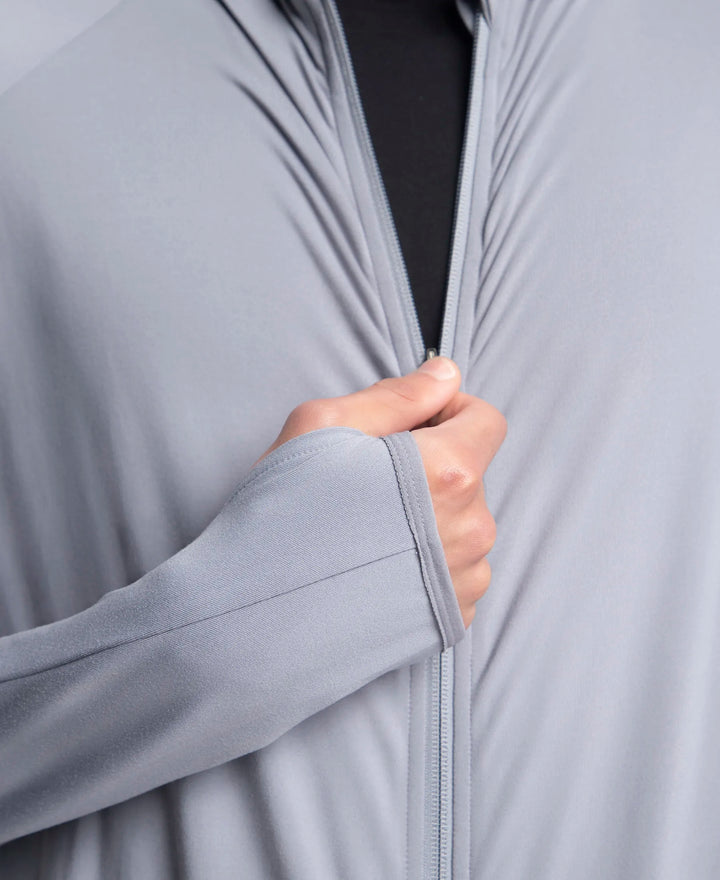 Soft Touch Microfiber Elastane Stretch Jacket with Thumbhole Styling - CP Grey