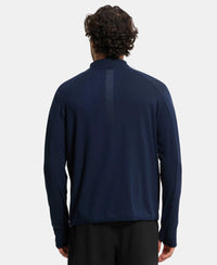 Soft Touch Microfiber Elastane Stretch Jacket with Thumbhole Styling - Navy-3