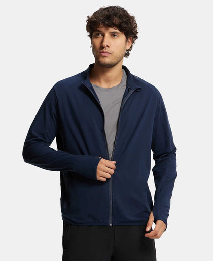 Soft Touch Microfiber Elastane Stretch Jacket with Thumbhole Styling - Navy-5