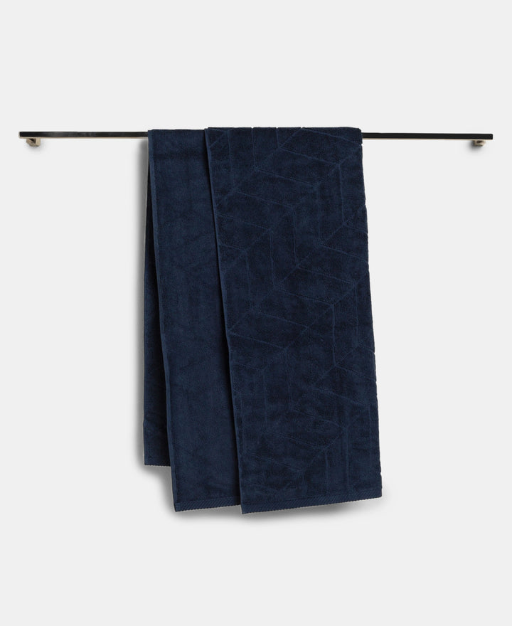 Cotton Terry Ultrasoft and Durable Patterned Bath Towel - Navy