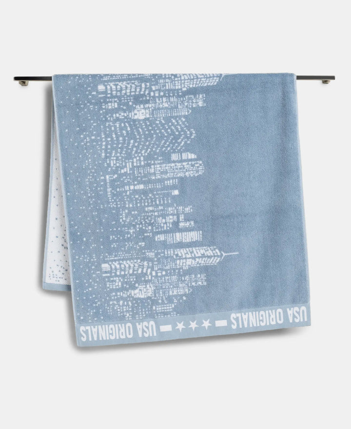 Cotton Rich Terry Ultrasoft and Durable Printed Bath Towel - Dusty Blue