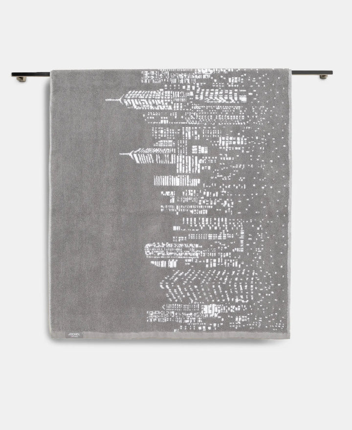 Cotton Rich Terry Ultrasoft and Durable Printed Bath Towel - Grey