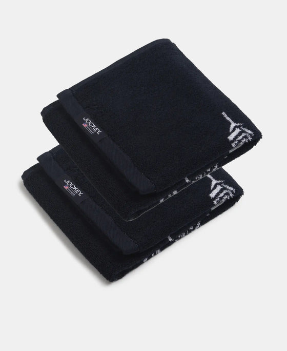 Cotton Rich Terry Ultrasoft and Durable Printed Hand Towel - Deep Navy (Pack of 2)