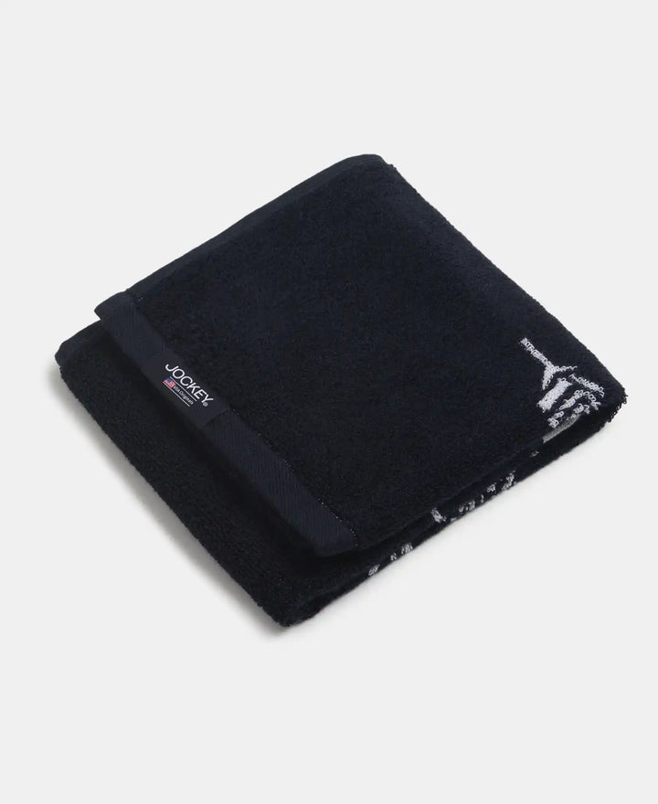 Cotton Rich Terry Ultrasoft and Durable Printed Hand Towel - Deep Navy (Pack of 2)