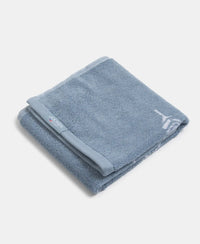 Cotton Rich Terry Ultrasoft and Durable Printed Hand Towel - Dusty Blue (Pack of 2)